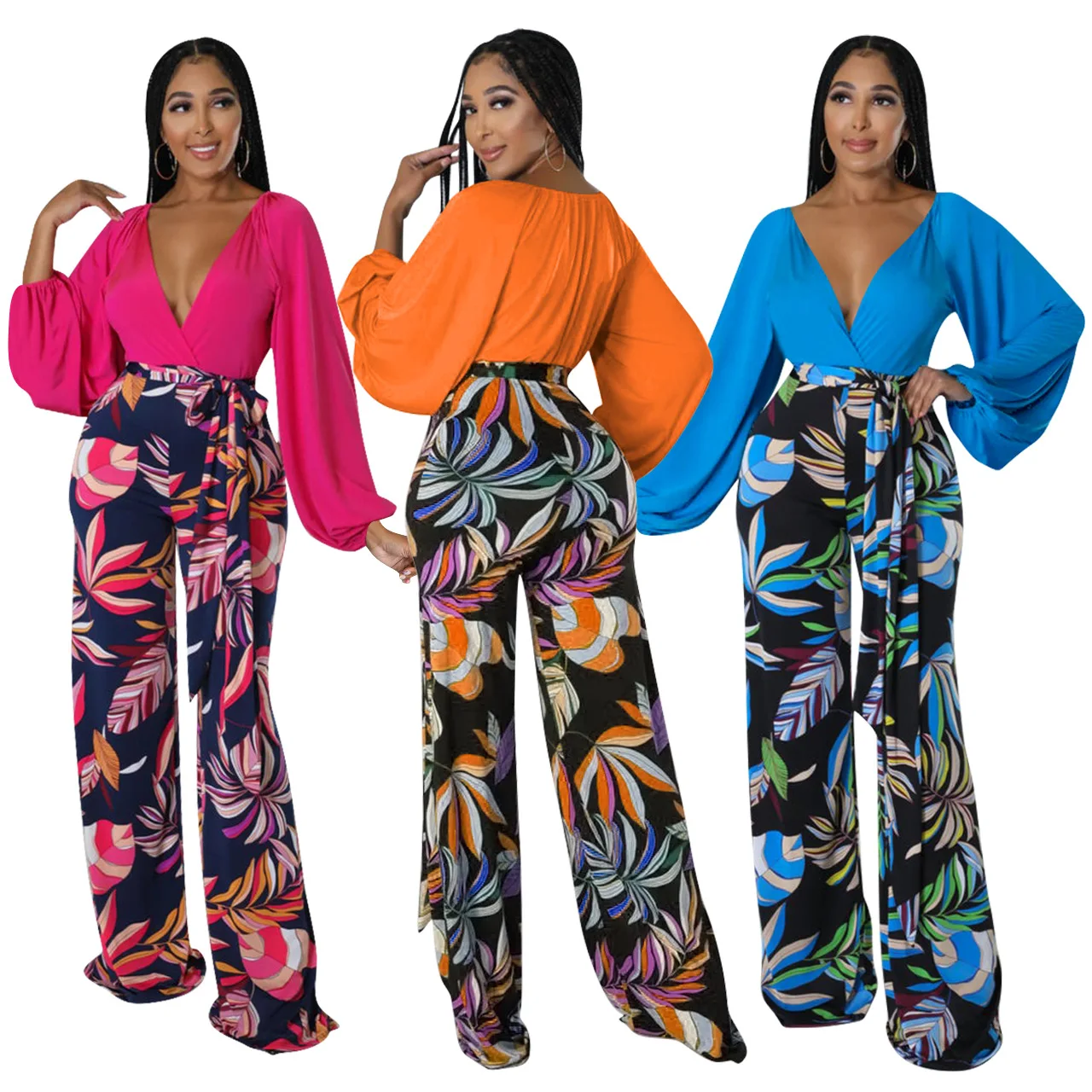 Elegant Women Loose Sashes Waist Floral Pants Set and Wraped V-neck Long Sleeve Shirt Blouse Two 2 Piece Set INS Outfits
Elegant Women Loose Sashes Waist Floral Pants Set and Wraped V-neck Long Sleeve Shirt Blouse Two 2 Piece Set INS Outfits