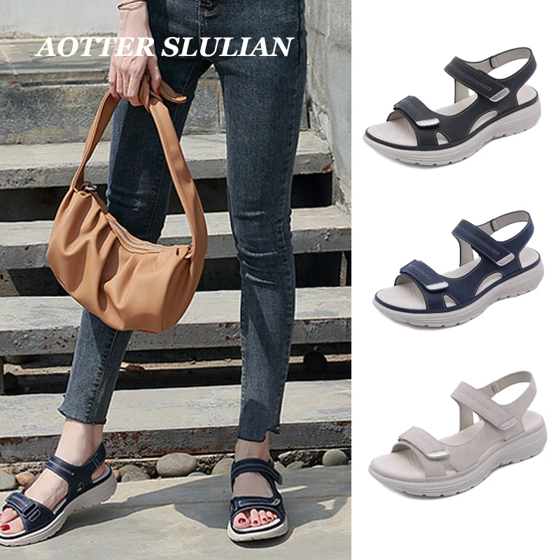 Women Comfortable Leather Sandals Casual Non-slip Wedges Platform Walking Shoes Summer Beach Open Toe Breathable Sports Sandal
Women Comfortable Leather Sandals Casual Non-slip Wedges Platform Walking Shoes Summer Beach Open Toe Breathable Sports Sandal
