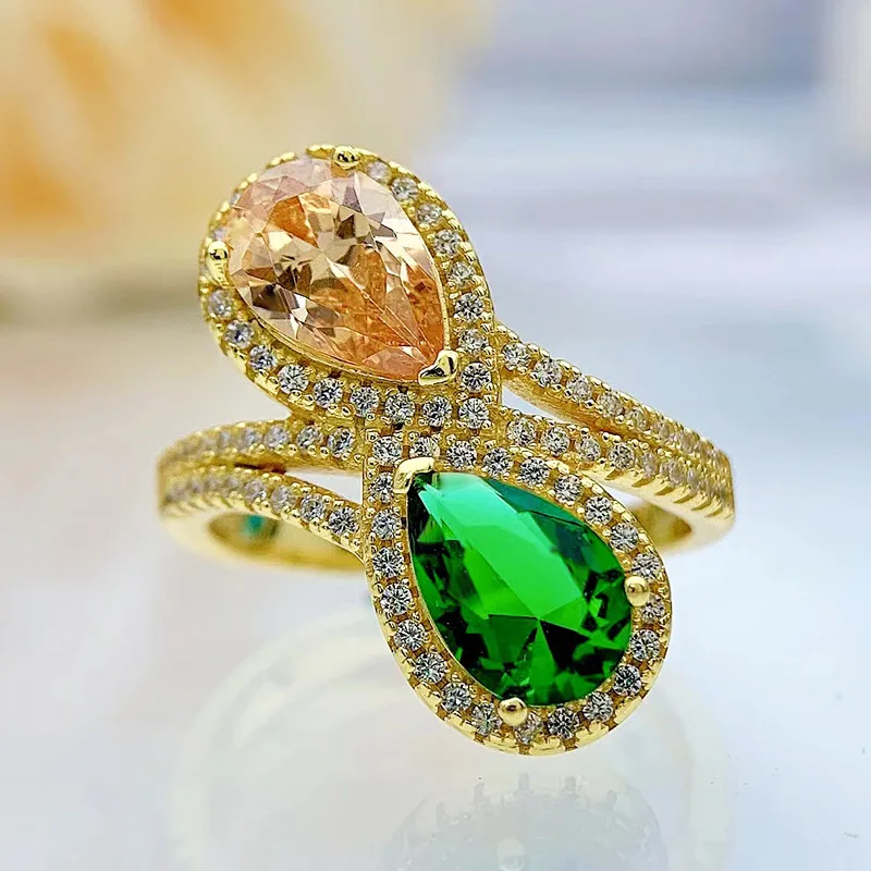 SpringLady 18K Gold Plated 925 Sterling Silver Pear Cut Lab Emerald High Carbon Diamonds Fine Jewely Wedding Ring
SpringLady 18K Gold Plated 925 Sterling Silver Pear Cut Lab Emerald High Carbon Diamonds Fine Jewely Wedding Ring