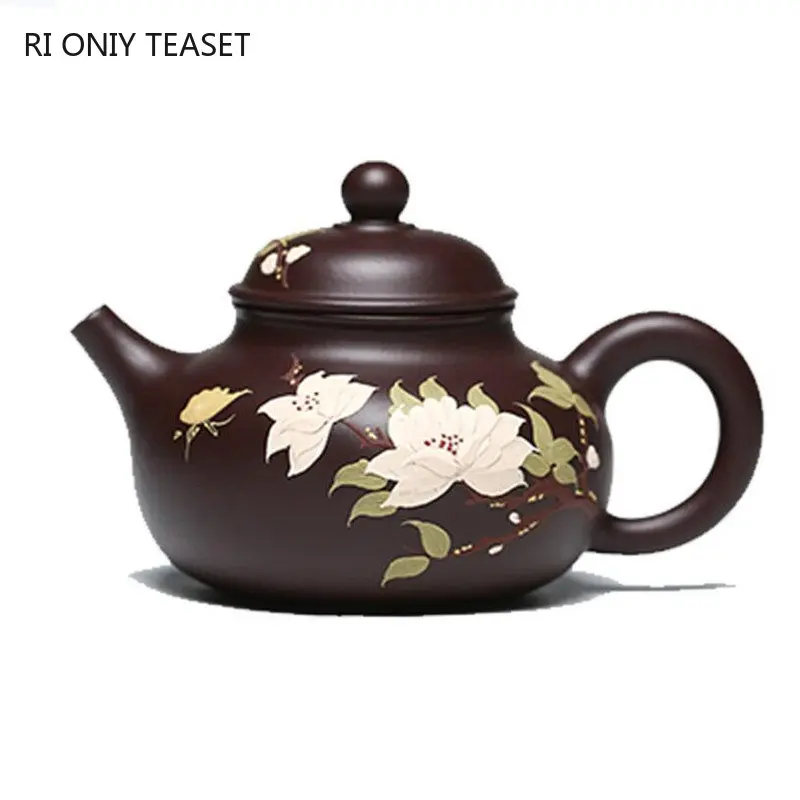 190ml Chinese Yixing Purple Clay Teapots Famous Artists Handmade Flower Pattern Tea Pot Beauty Kettle Authentic Zisha Tea Set
190ml Chinese Yixing Purple Clay Teapots Famous Artists Handmade Flower Pattern Tea Pot Beauty Kettle Authentic Zisha Tea Set