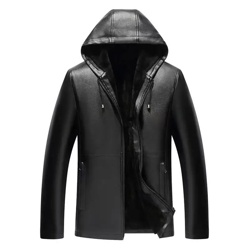 Men Clothing Men's Winter Hooded Leather Jacket Men's PU Material Casual Leather Jacket Plus Velvet Men's Leather Jacket
Men Clothing Men's Winter Hooded Leather Jacket Men's PU Material Casual Leather Jacket Plus Velvet Men's Leather Jacket