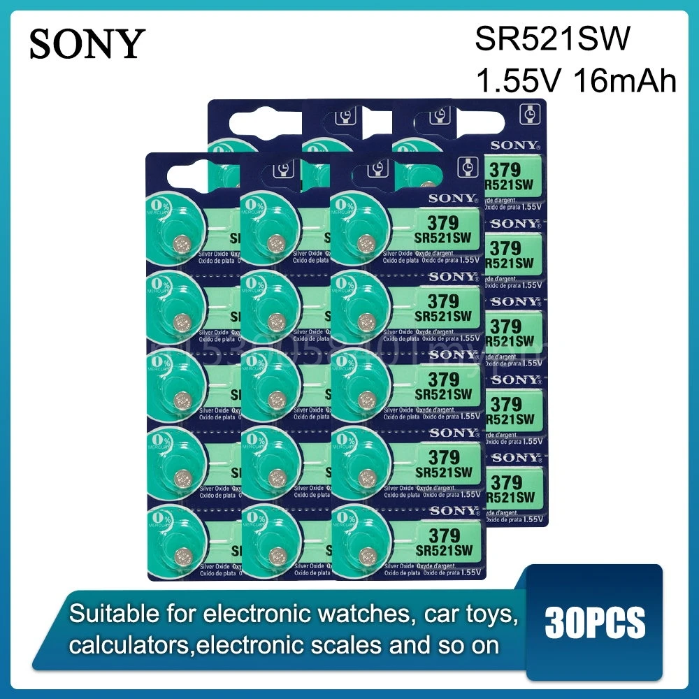 Батарея из оксида серебра для часов и игрушек Sony 379 SR521SW 1,55 в, 30 шт., AG0 LR69 D379 SR63 V379, сделано в Японии
Батарея из оксида серебра для часов и игрушек Sony 379 SR521SW 1,55 в, 30 шт., AG0 LR69 D379 SR63 V379, сделано в Японии
