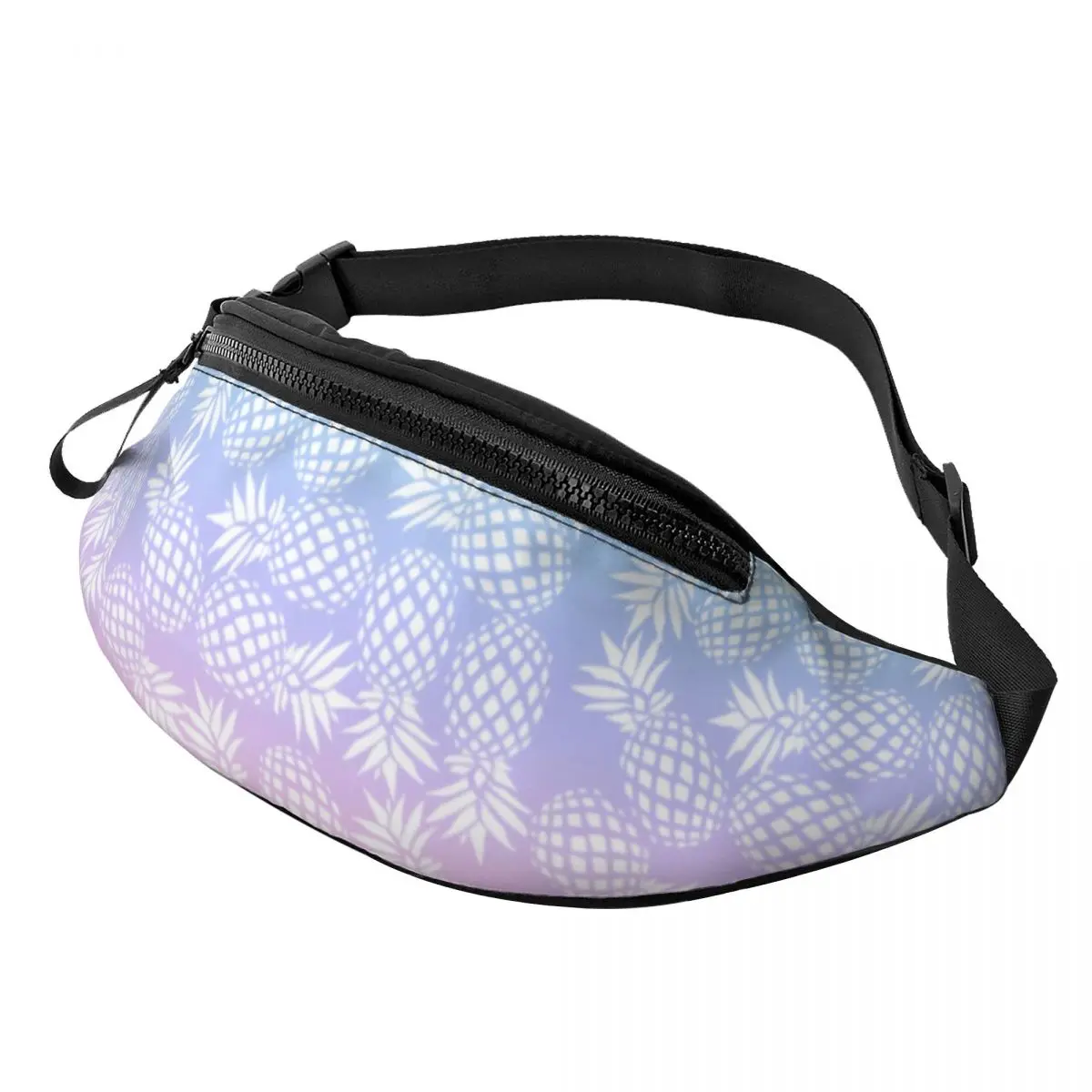 

Funny Pineapple Waist Bag Pink Blue Ombre Print Ladies Work Waist Pack Funny Polyester Bag