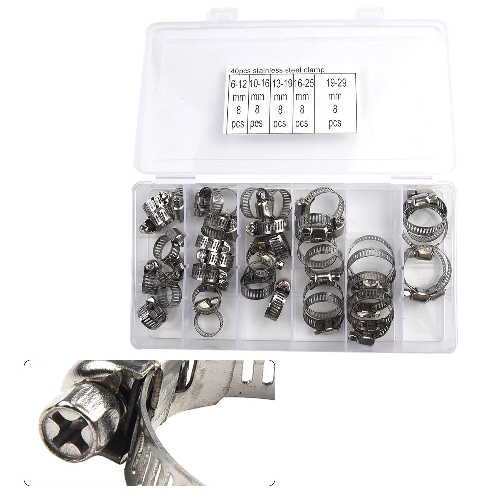 Stainless Steel Drive Hose Clamps Water Pipe Fixed Clip 16-25mm 19-29mm 40pcs 6-12mm 10-16mm 13-19mm Fuel Tube
Stainless Steel Drive Hose Clamps Water Pipe Fixed Clip 16-25mm 19-29mm 40pcs 6-12mm 10-16mm 13-19mm Fuel Tube