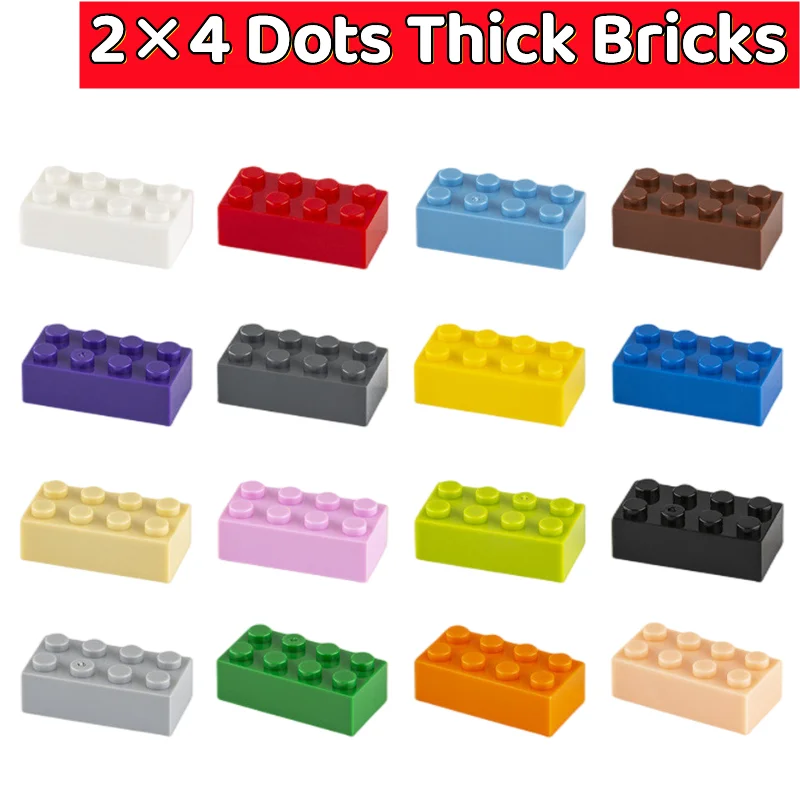 

25 Pcs Building Blocks Thick Figures Part Bricks 2x4 Dots Compatible 3001 Moc Kids Children Educational Creative Assembly Toys