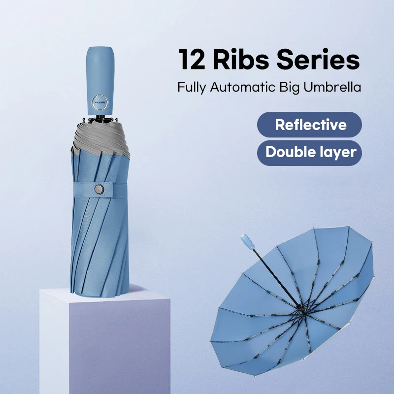 Fully Automatic 12 Ribs Umbrella Windproof Strong Big Folding Umbrella for Women Double Layer Golf Rain Umbrella Paraguas
Fully Automatic 12 Ribs Umbrella Windproof Strong Big Folding Umbrella for Women Double Layer Golf Rain Umbrella Paraguas