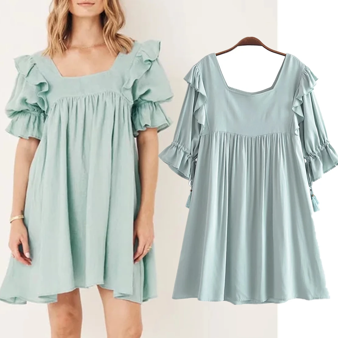 Withered Indie Folk Vintage Square Collar Ruffles Loose Dress Fashion Solid Tassels Summer Dress Women
Withered Indie Folk Vintage Square Collar Ruffles Loose Dress Fashion Solid Tassels Summer Dress Women