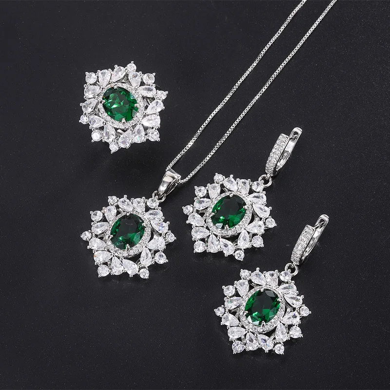 Elegant Lab Created 7.5*9.5mm Emerald Luxury Jewelry Set For Women Ring Earrings Pendant Silver Alloy Necklace Mother's Day Gift
Elegant Lab Created 7.5*9.5mm Emerald Luxury Jewelry Set For Women Ring Earrings Pendant Silver Alloy Necklace Mother's Day Gift