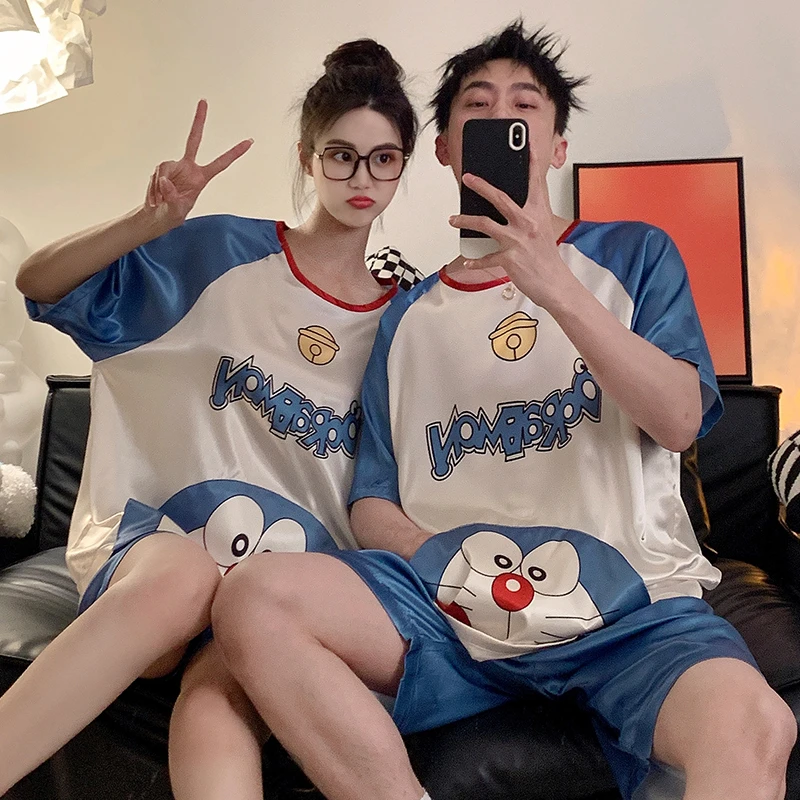 3XL Summer Pajama Sets Women Men Couple Leisure Home Clothes Pajamas Silk Cloth Pyjama Pour Femme Cartoon Doraemon Sleepwear
3XL Summer Pajama Sets Women Men Couple Leisure Home Clothes Pajamas Silk Cloth Pyjama Pour Femme Cartoon Doraemon Sleepwear