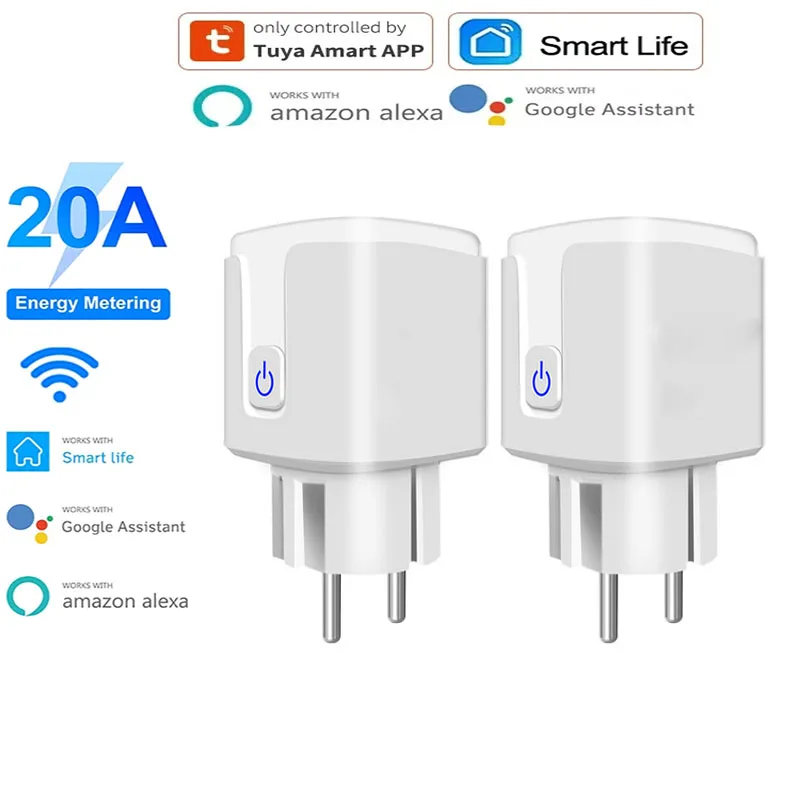 Tuya WiFi smart plug 20A EU socket 4200W Tuya smart life APP with Alexa Google Assistant voice control power monitoring timing
Tuya WiFi smart plug 20A EU socket 4200W Tuya smart life APP with Alexa Google Assistant voice control power monitoring timing