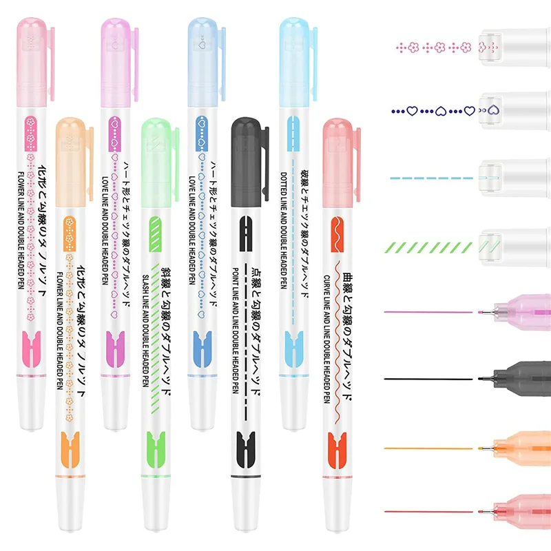 8 Piece Curve Pen Set Dual Tip Linear Color Pens for Diary Paper Companion Gel Pens 8 Colors Shape Gel Pens 
8 Piece Curve Pen Set Dual Tip Linear Color Pens for Diary Paper Companion Gel Pens 8 Colors Shape Gel Pens