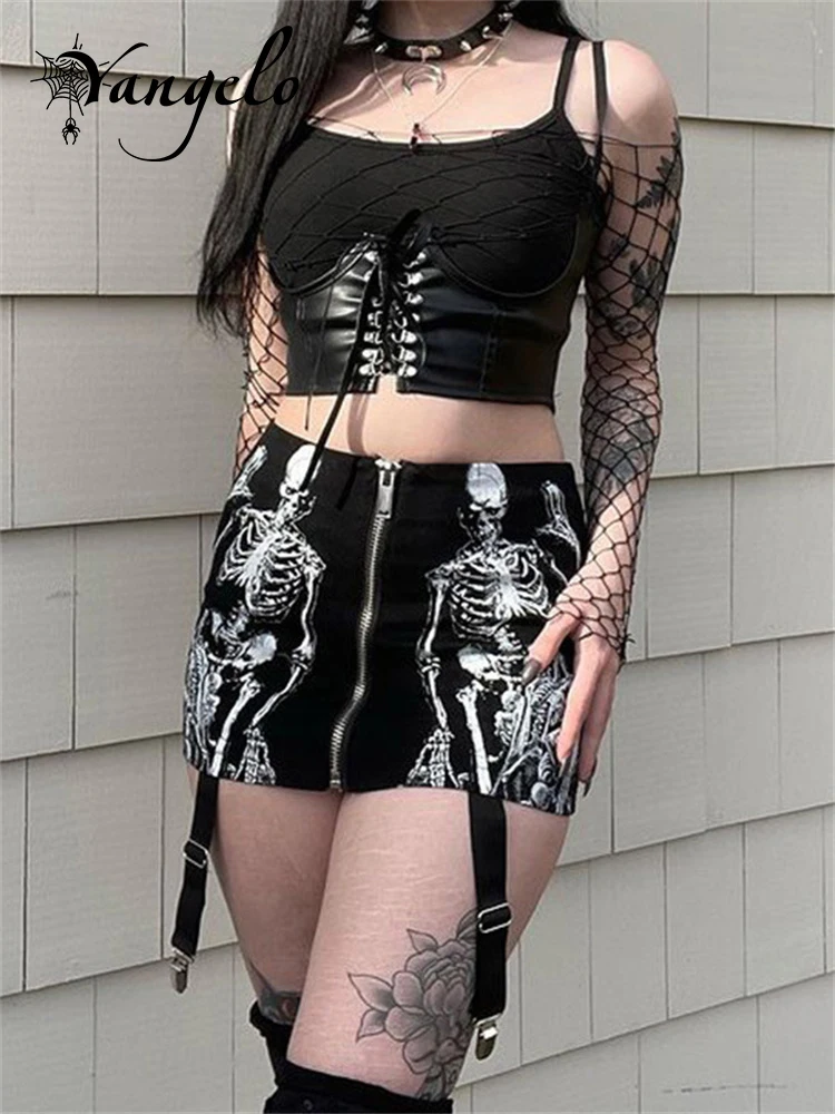 Юбка Yangelo в готическом стиле на молнии, облегающая пикантная мини-юбка в стиле Харадзюку, с завышенной талией, с принтом черепа, Y2K, уличная одежда для девушек
Юбка Yangelo в готическом стиле на молнии, облегающая пикантная мини-юбка в стиле Харадзюку, с завышенной талией, с принтом черепа, Y2K, уличная одежда для девушек