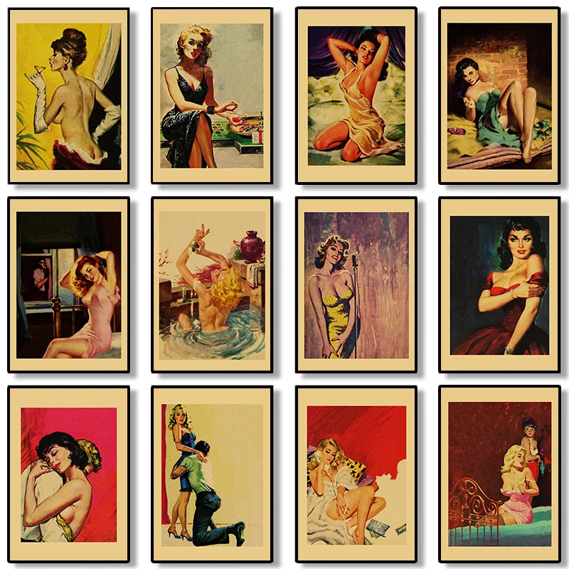 Привлекательные красивые женские ретро-стильные художественные настенные картины для домашнего декора картины для бара, кафе, спальни, высококачественные холщовые постеры 
Привлекательные красивые женские ретро-стильные художественные настенные картины для домашнего декора картины для бара, кафе, спальни, высококачественные холщовые постеры