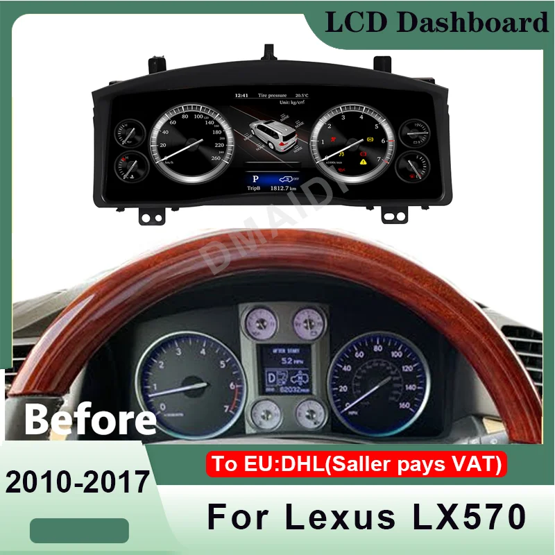 

For Lexus LX-570 2010-2017 Car Dashboard Display Screen LCD Speedometer LINUX Instrument Cluster