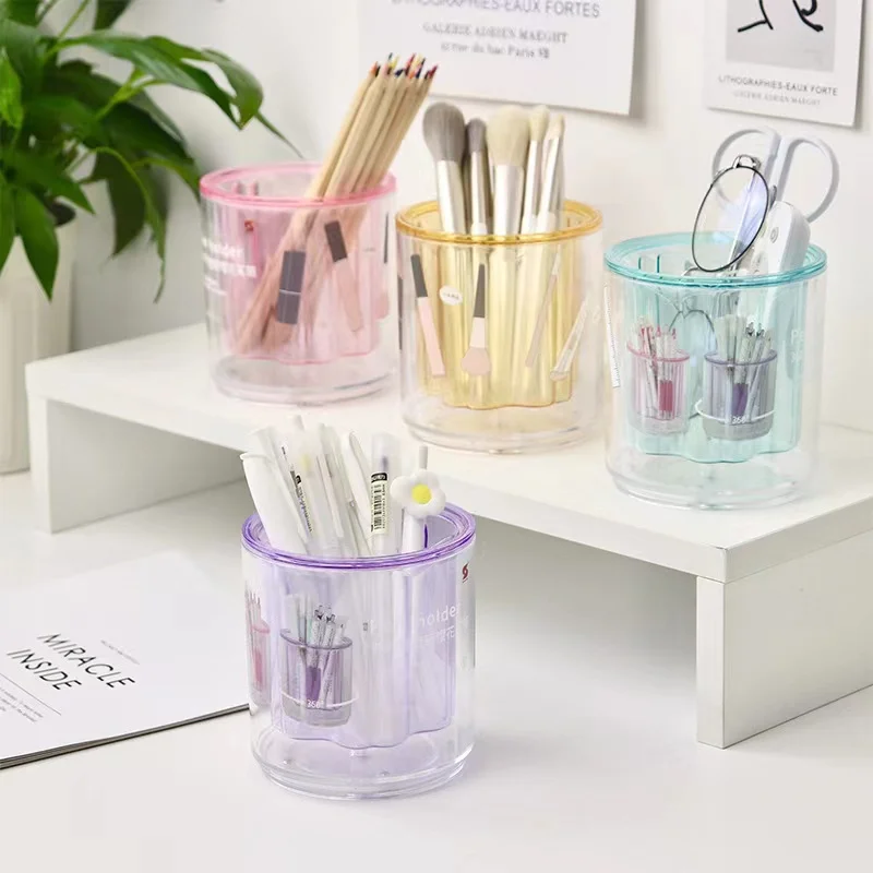 Creative Transparent rotation pen Holder Storage Box Pencil Makeup Brush Container Desk Organizer Stationery Office Supplies
Creative Transparent rotation pen Holder Storage Box Pencil Makeup Brush Container Desk Organizer Stationery Office Supplies