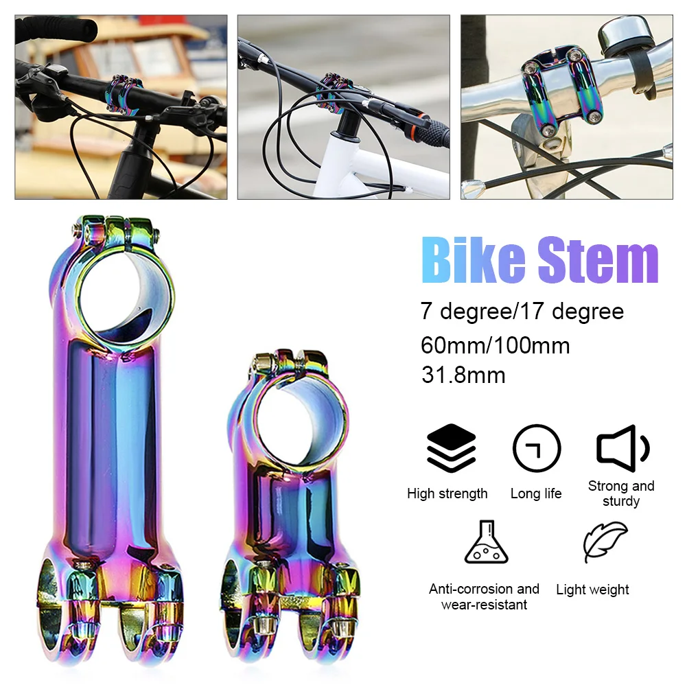 Bike Stem 60mm 100mm 7 Degree/17 Degree Bicycle Handlebar Stem Riser Aluminum Alloy MTB Road Bike Part for 31.8mm Handlebar
Bike Stem 60mm 100mm 7 Degree/17 Degree Bicycle Handlebar Stem Riser Aluminum Alloy MTB Road Bike Part for 31.8mm Handlebar