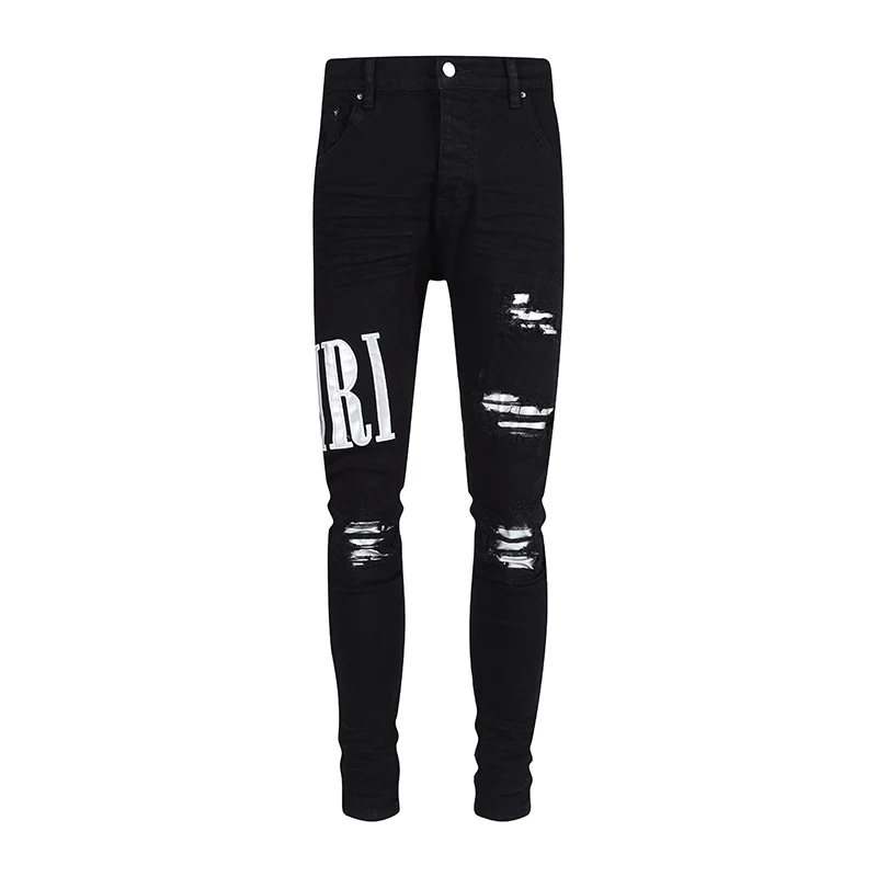 High Street Fashion Men Jeans Black Stretch Elastic Skinny Fit Hole Ripped Jeans Men Patch Designer Hip Hop Brand Pants Hombre
High Street Fashion Men Jeans Black Stretch Elastic Skinny Fit Hole Ripped Jeans Men Patch Designer Hip Hop Brand Pants Hombre