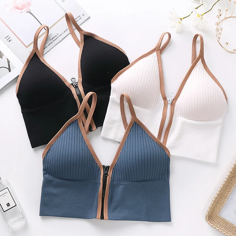 Striped Crop Tops Women's Front Zipper Bra Spaghetti Strap Tank Top Sexy Solid Camisole Built In Bra Tube Top Bralette Vest
Striped Crop Tops Women's Front Zipper Bra Spaghetti Strap Tank Top Sexy Solid Camisole Built In Bra Tube Top Bralette Vest