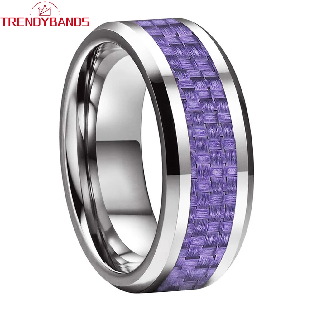 6mm 8mm Mens Womens Tungsten Engagement Ring Wedding Band with Purple Carbon Fiber Inlay Beveled Edges Comfort Fit
6mm 8mm Mens Womens Tungsten Engagement Ring Wedding Band with Purple Carbon Fiber Inlay Beveled Edges Comfort Fit