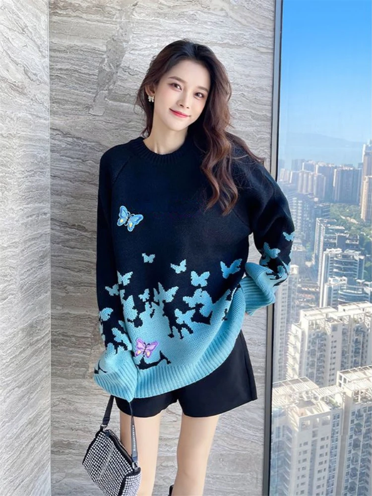 Sweaters Women Winter 2023 LOOSE O-Neck Jumper Thick Long Sleeve Knitted Top Pullover Vintage Oversized Sweaters for Women 
Sweaters Women Winter 2023 LOOSE O-Neck Jumper Thick Long Sleeve Knitted Top Pullover Vintage Oversized Sweaters for Women