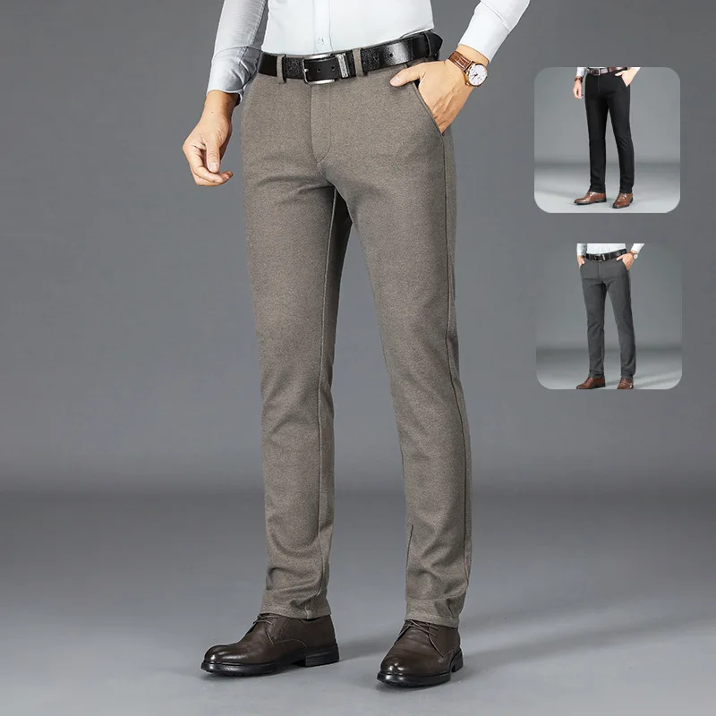 Autumn Winter Thick Woolen Casual Trousers for Men Business Suit Pants Mid Waist Straight Slim Fitting Elastic Khaki Wool Pants
Autumn Winter Thick Woolen Casual Trousers for Men Business Suit Pants Mid Waist Straight Slim Fitting Elastic Khaki Wool Pants