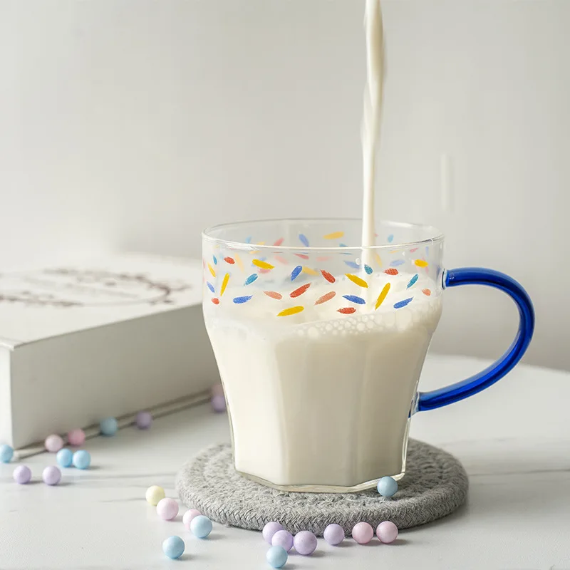 Creative Colored Dots Glass Breakfast Milk Mug Blue Handle Heat Resistant Cute Coffee Tea Cups Household Office Water Cup Gifts
Creative Colored Dots Glass Breakfast Milk Mug Blue Handle Heat Resistant Cute Coffee Tea Cups Household Office Water Cup Gifts