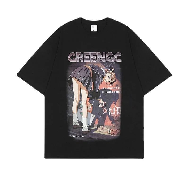 Футболка мужская в стиле Харадзюку, уличная рубашка в стиле хип-хоп, с принтом девушки-убийцы из аниме и японского мультфильма, Повседневный хлопковый топ свободного покроя с коротким рукавом, на лето
Футболка мужская в стиле Харадзюку, уличная рубашка в стиле хип-хоп, с принтом девушки-убийцы из аниме и японского мультфильма, Повседневный хлопковый топ свободного покроя с коротким рукавом, на лето