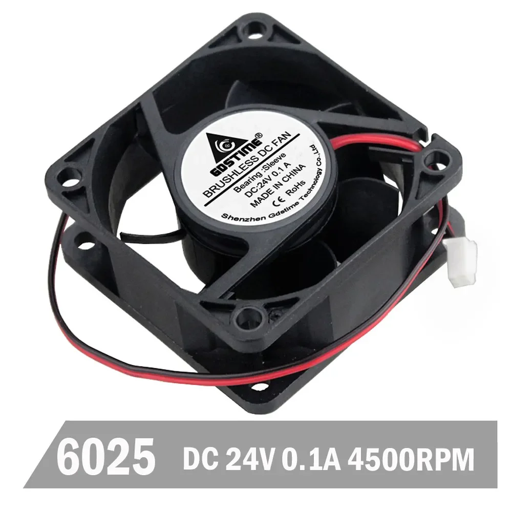 Gdstime 60mm x 60mm x 25mm 6025 6CM 60MM 24V 0.1A Sleeve Bearing 4500RPM 2PIN Connector DC Brushless Cooling Fan
Gdstime 60mm x 60mm x 25mm 6025 6CM 60MM 24V 0.1A Sleeve Bearing 4500RPM 2PIN Connector DC Brushless Cooling Fan