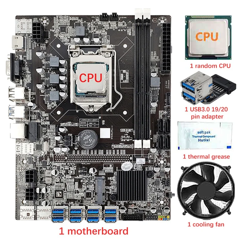 Материнская плата B75 8 GPU BTC/ETH для майнинга + ЦП + вентилятор + термопаста + USB3.0 19/20 Pin адаптер 8 USB3.0 слот LGA1155 DDR3 SATA3.0
Материнская плата B75 8 GPU BTC/ETH для майнинга + ЦП + вентилятор + термопаста + USB3.0 19/20 Pin адаптер 8 USB3.0 слот LGA1155 DDR3 SATA3.0