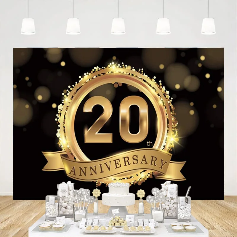 Retro 20th Anniversary Party Backdrop Gold Halo Gold Ring Event Party Celebration Decoration Birthday Photo Background Banner
Retro 20th Anniversary Party Backdrop Gold Halo Gold Ring Event Party Celebration Decoration Birthday Photo Background Banner
