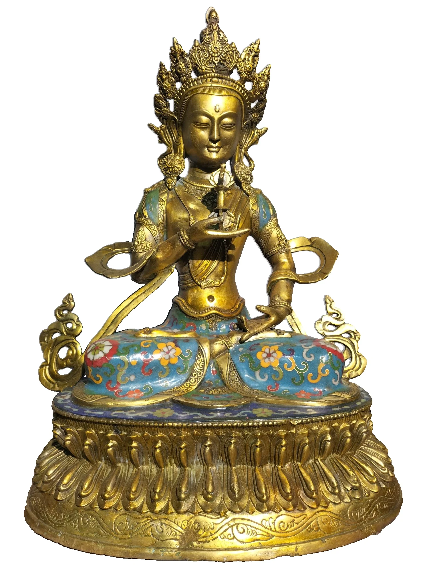 LAOJUNLU Treasure Pure Copper Gilded Buddha Statue Tara Buddha Pure Copper Cloisonne Blue Handmade Silk Enamel Vajrasattva
LAOJUNLU Treasure Pure Copper Gilded Buddha Statue Tara Buddha Pure Copper Cloisonne Blue Handmade Silk Enamel Vajrasattva
