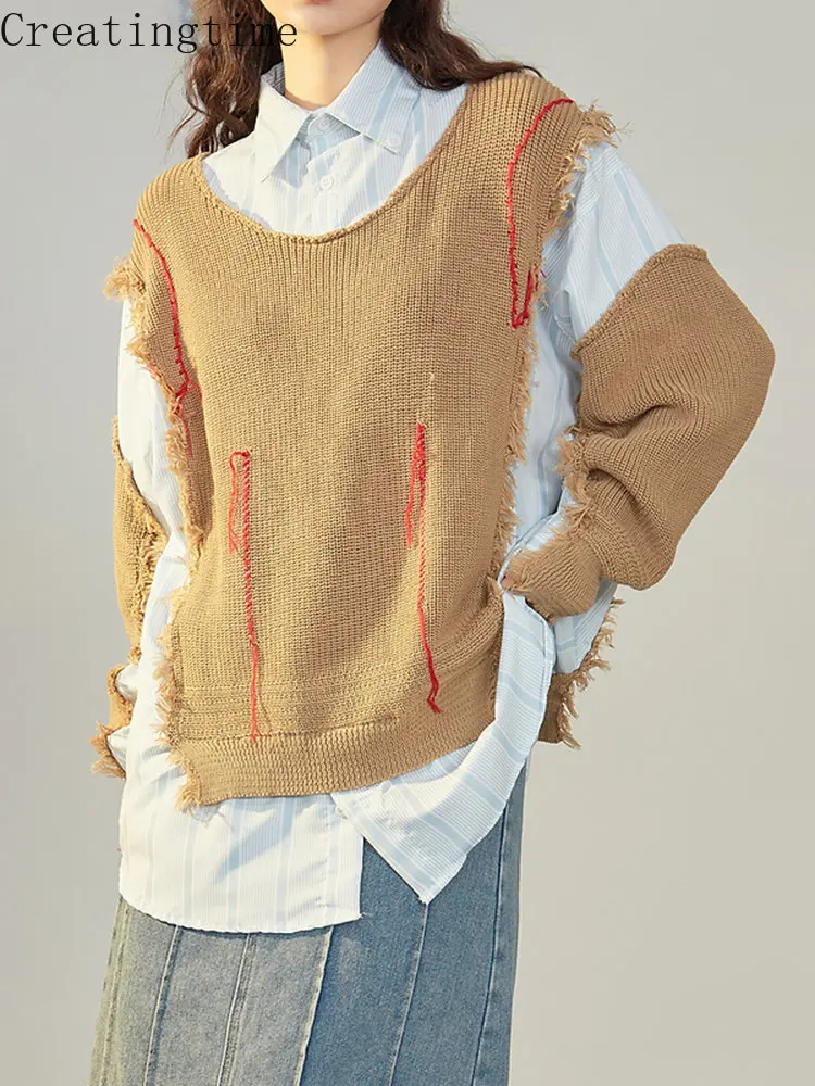 Spring Women's Knitted Pullover 2023 New Shirt Sweater Fake Two-piece Set Striped Patchwork Design Mid-length Tops Female 1A126
Spring Women's Knitted Pullover 2023 New Shirt Sweater Fake Two-piece Set Striped Patchwork Design Mid-length Tops Female 1A126