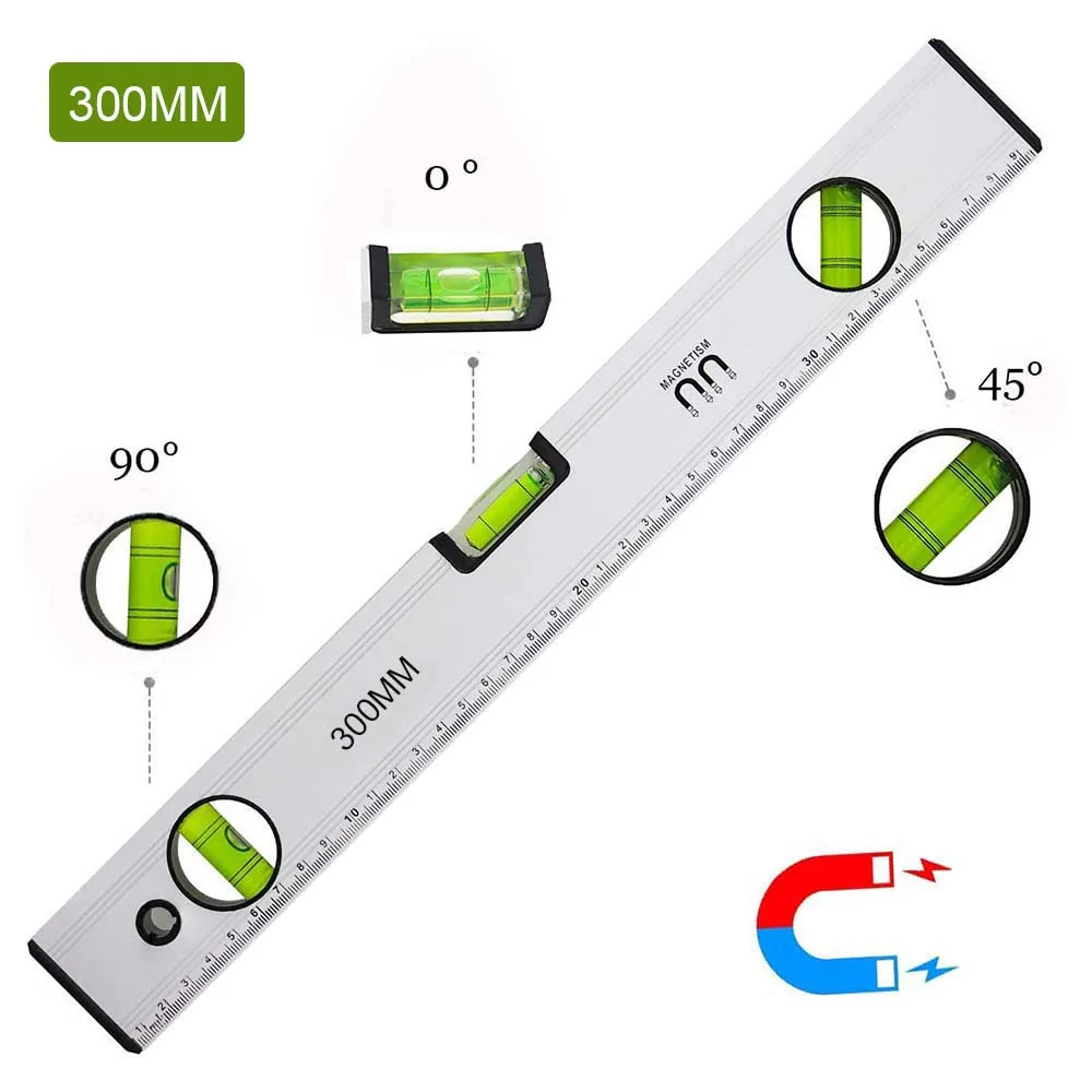 300/400/500mm Spirit Level Aluminum Alloy Ruler High Precision Flat Magnetic Balance Horizontal Vertical 45 Degree Measuring Too
300/400/500mm Spirit Level Aluminum Alloy Ruler High Precision Flat Magnetic Balance Horizontal Vertical 45 Degree Measuring Too