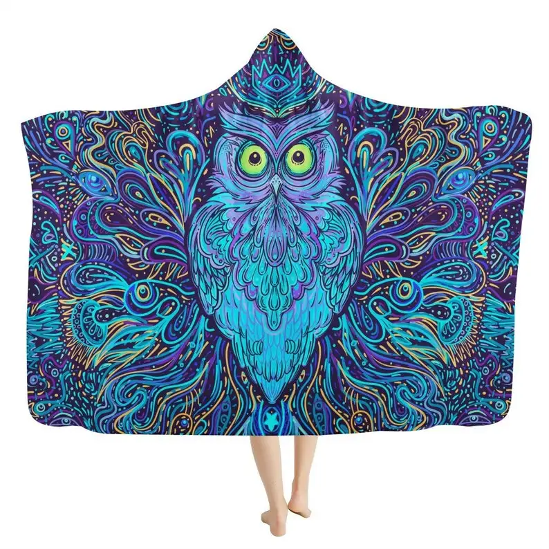Psychedelic Owl Hooded Blanket - Beautiful Blue Owl Blanket, Colorful Animal Blanket, Bohemian Blanket, Owl Cloak, Wearable Sher
Psychedelic Owl Hooded Blanket - Beautiful Blue Owl Blanket, Colorful Animal Blanket, Bohemian Blanket, Owl Cloak, Wearable Sher