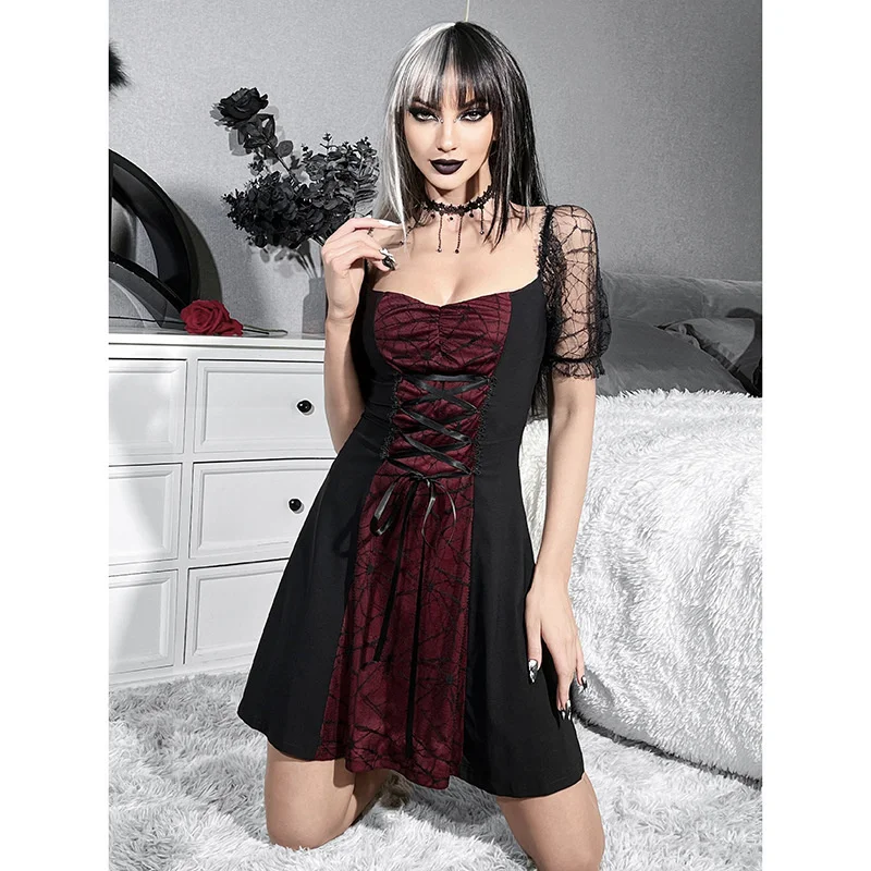Женское платье с коротким рукавом Goth Fashion, шикарное кружевное лоскутное платье с цветочным принтом и квадратным вырезом, облегающий пуловер в готическом стиле, Сексуальное Дамское Платье
Женское платье с коротким рукавом Goth Fashion, шикарное кружевное лоскутное платье с цветочным принтом и квадратным вырезом, облегающий пуловер в готическом стиле, Сексуальное Дамское Платье
