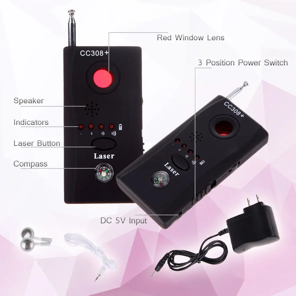 Multi-Function CC308+ Wireless Camera Lens Signal Detector Radio Wave Signal Detect Camera Full-range WiFi RF GSM Device Finder
Multi-Function CC308+ Wireless Camera Lens Signal Detector Radio Wave Signal Detect Camera Full-range WiFi RF GSM Device Finder