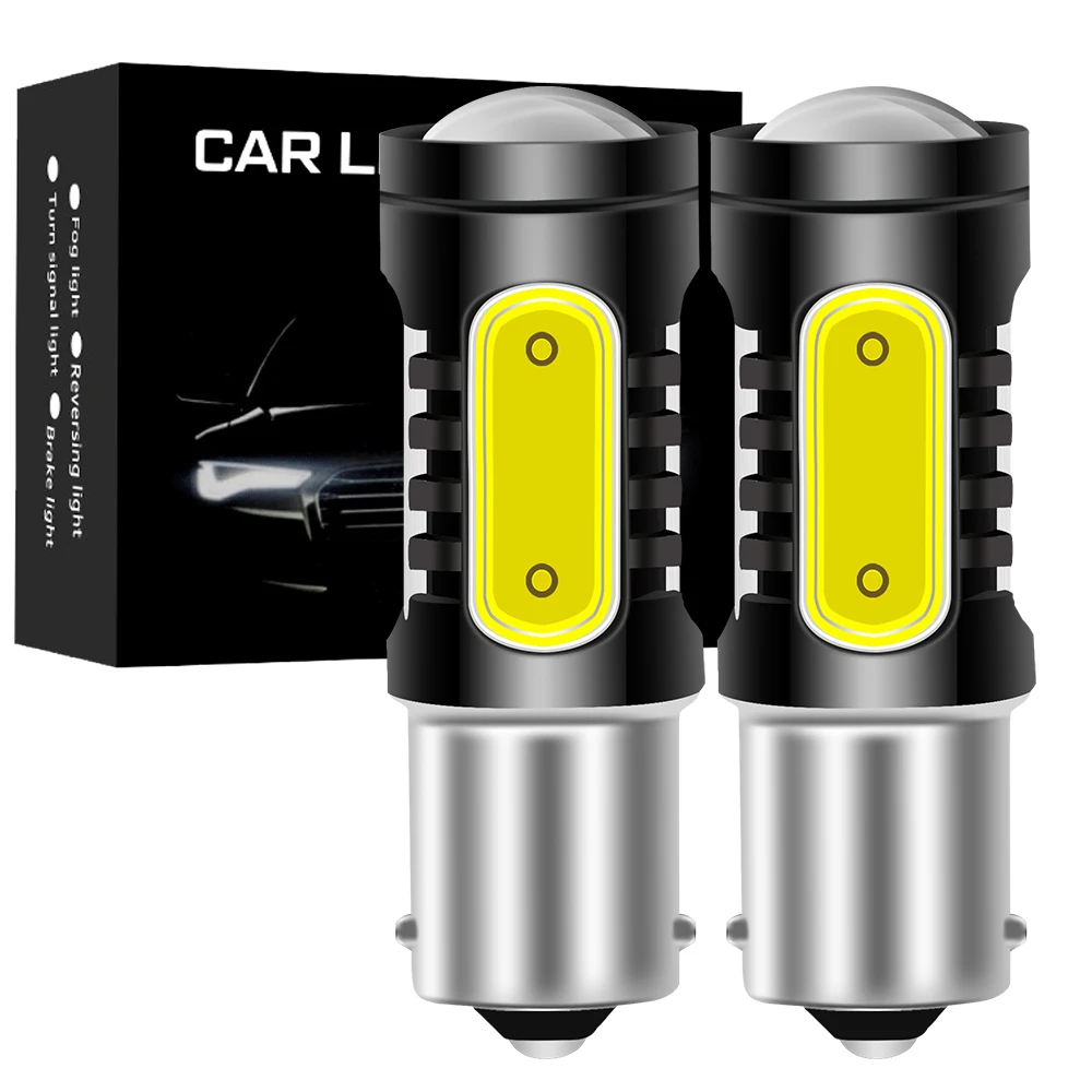 2 сигнальные лампы 1156 светодиодов BA15S P21W BAU15S PY21W указатель поворота COB T20 T25 7443 3157 1157 BAY15D P21/5 Вт светодиодные стоп-сигналы