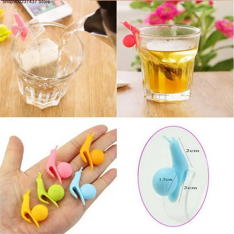 

6pcs Colorful Silicone Small Snail Recognizer Device Tea Infuser Cup Tea Bag Hanging Clip Label Cooking Tools Color Random