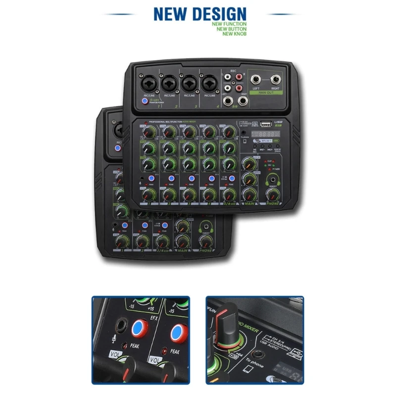 Professional DJ Mixer, Sound Mixer w/ USB Audio Interface, 6-Channel Sound board Audio Mixer with Stereo Equalizer 896C
Professional DJ Mixer, Sound Mixer w/ USB Audio Interface, 6-Channel Sound board Audio Mixer with Stereo Equalizer 896C