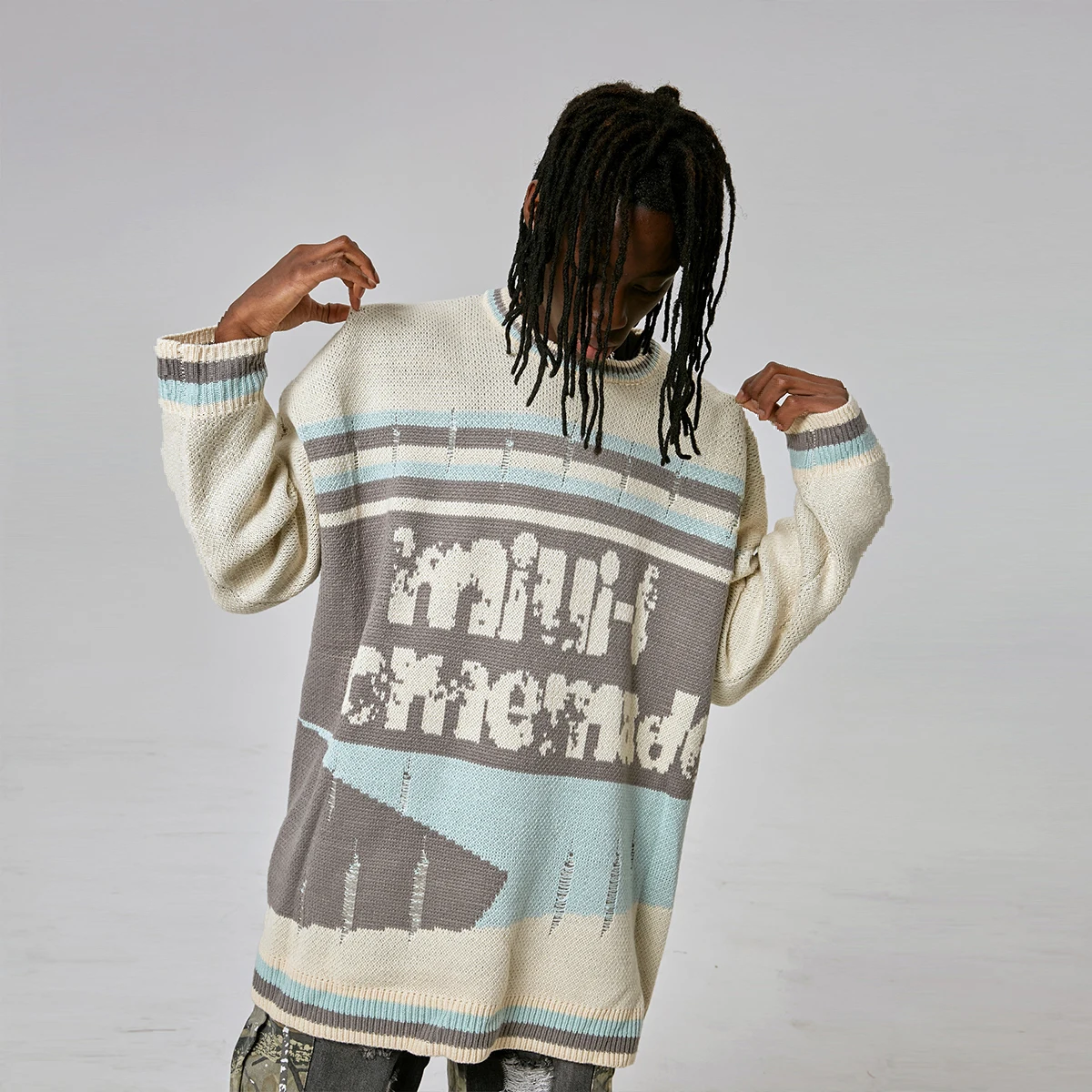 Vintage Striped Sweater for Mens High Street Contrast Splice Letters Printing Relaxed Couple Knit Sweaters Oversized Men Clothes
Vintage Striped Sweater for Mens High Street Contrast Splice Letters Printing Relaxed Couple Knit Sweaters Oversized Men Clothes