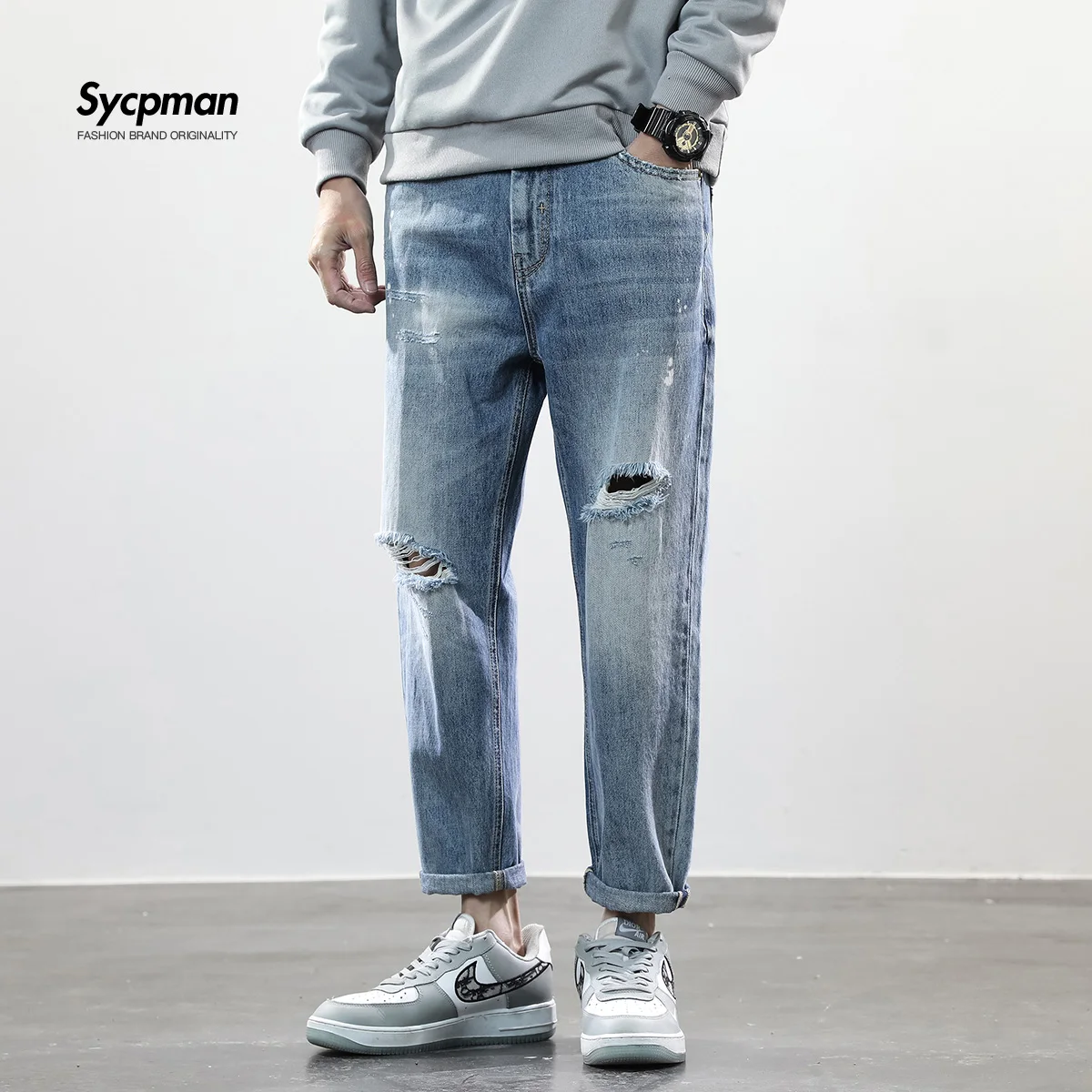 Ripped Jeans Mens Pants Personalized Splash Printing Trendy Brand Street Loose Straight Tube Summer Thin Pants
Ripped Jeans Mens Pants Personalized Splash Printing Trendy Brand Street Loose Straight Tube Summer Thin Pants