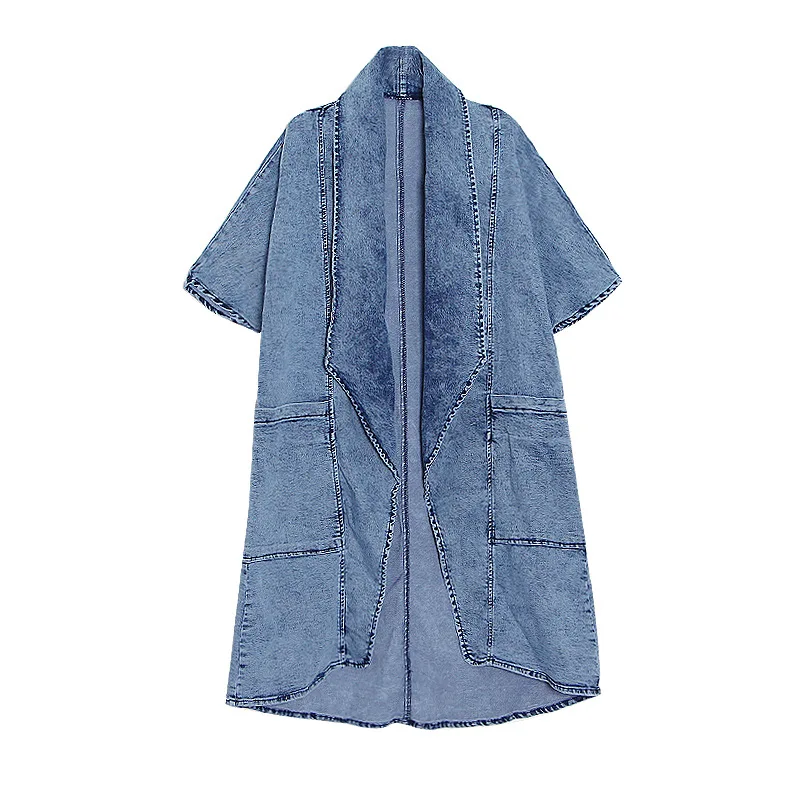 SuperAen 2022 Fashionable Summer New Loose Turn Down Collar Irregular Hem Long Denim Windbreaker Coat Women
SuperAen 2022 Fashionable Summer New Loose Turn Down Collar Irregular Hem Long Denim Windbreaker Coat Women