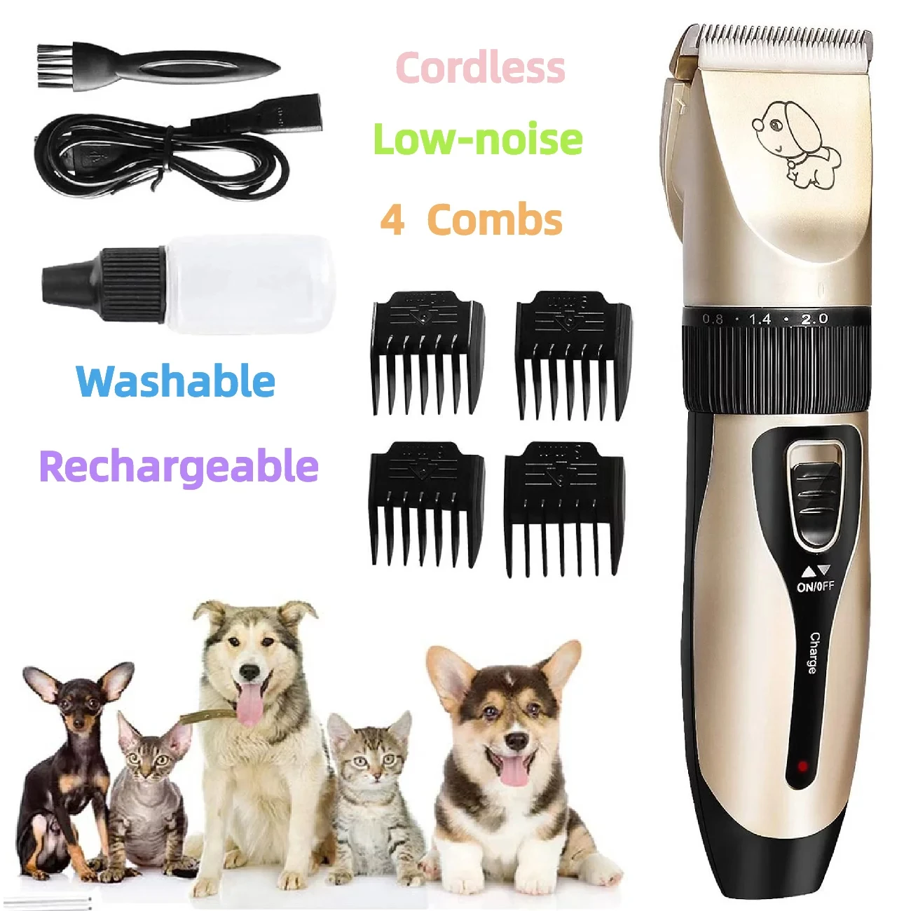 Dog Clippers, Cat Hair Trimmer Cordless Pet Clippers, Grooming Clippers for Dogs Cats Horses
Dog Clippers, Cat Hair Trimmer Cordless Pet Clippers, Grooming Clippers for Dogs Cats Horses