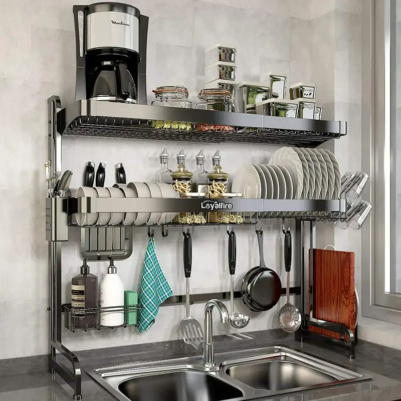 2 Tier Full Stainless Steel Over Sinks Dry Rack , Adjustable Over Sinks Shelf , Over Sinks Dish Drying Rack ,Black & Silver
2 Tier Full Stainless Steel Over Sinks Dry Rack , Adjustable Over Sinks Shelf , Over Sinks Dish Drying Rack ,Black & Silver