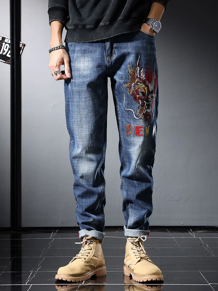 Four Seasons High-end Embroidery Y2k Men Jeans Trend Pencil Pants Elastic Personality Retro Embroidered Chinese Style Trousers
Four Seasons High-end Embroidery Y2k Men Jeans Trend Pencil Pants Elastic Personality Retro Embroidered Chinese Style Trousers