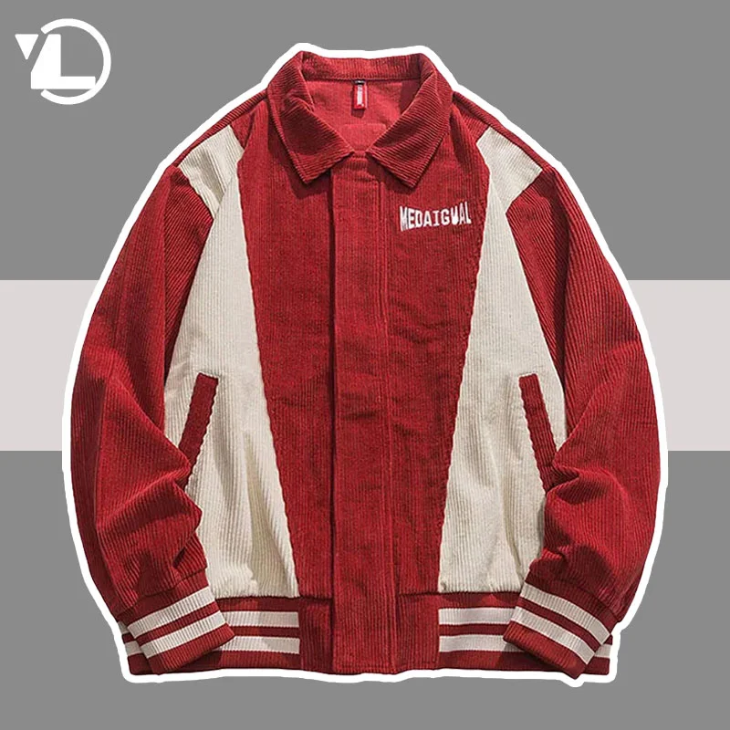 Corduroy College Jackets Men Spring Autumn Casual Fashion Red Baseball Outwear Mens Retro Patchwork Color Block Varsity Coats
Corduroy College Jackets Men Spring Autumn Casual Fashion Red Baseball Outwear Mens Retro Patchwork Color Block Varsity Coats