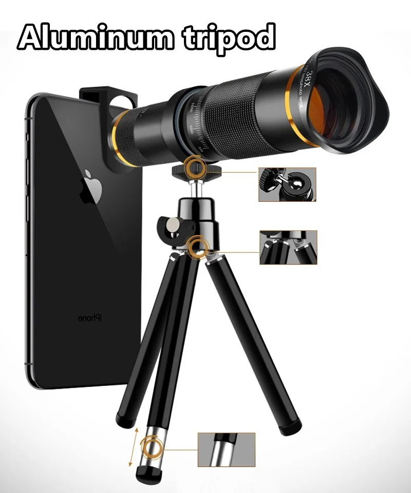 Универсальный телескопический объектив 4K HD 38x с увеличением для IPhone Samsung huawei Xiaomi
Универсальный телескопический объектив 4K HD 38x с увеличением для IPhone Samsung huawei Xiaomi