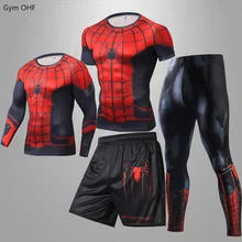 Superhero 3D Men Tracksuit Gym Fitness Compression Sport Suit Men Sportswear Running Jogging Workout Tights Rashguard Men Sets