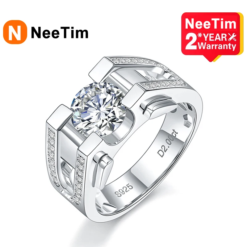 NeeTim 2ct D Color Moissanite Wedding Band Ring For Men 925 Sterling Silver with 18k Gold Plated Engagement Rings Fine Jewelry
NeeTim 2ct D Color Moissanite Wedding Band Ring For Men 925 Sterling Silver with 18k Gold Plated Engagement Rings Fine Jewelry