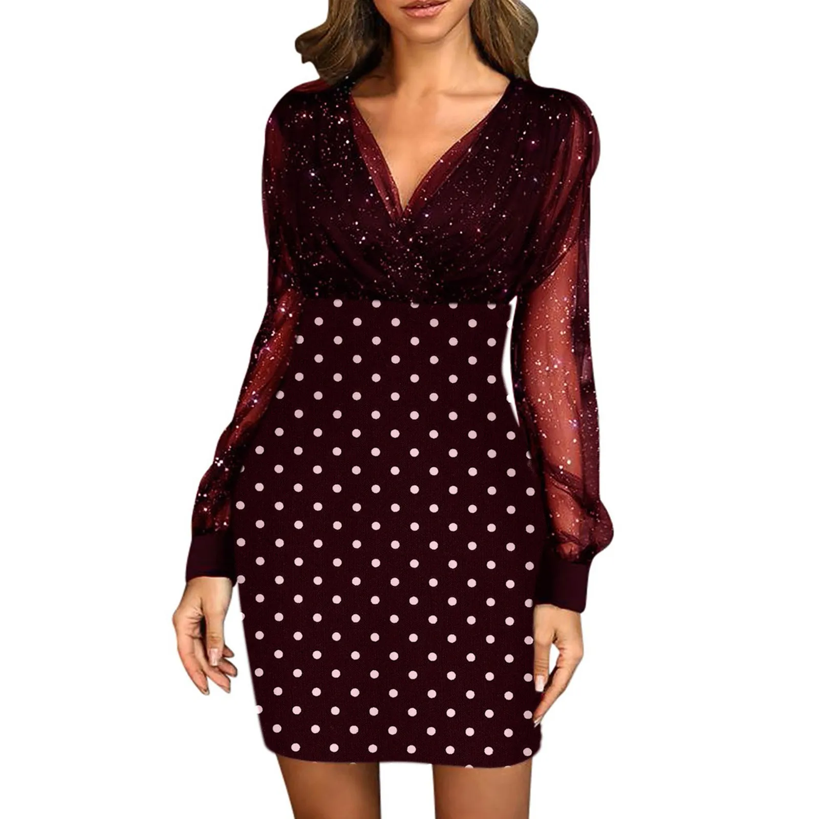 Wonen Sexy Sequin Dress Retro Elegant Polka Dot Print Patchwrok Party Culb Mini Dress Vintage Autumn Dress Women Sukienka
Wonen Sexy Sequin Dress Retro Elegant Polka Dot Print Patchwrok Party Culb Mini Dress Vintage Autumn Dress Women Sukienka